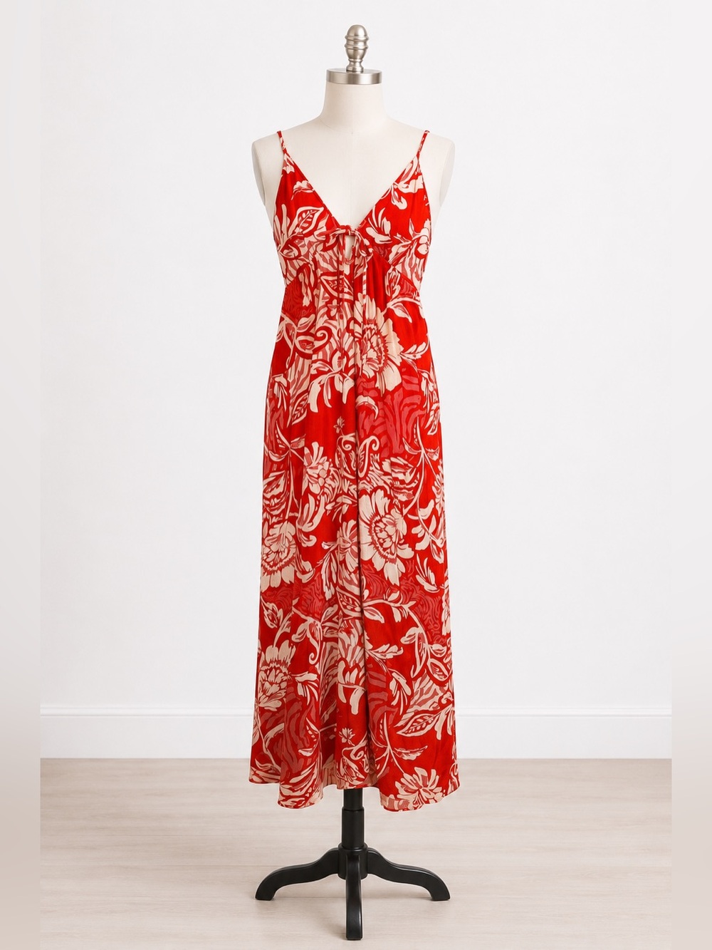 Anthropologie Paper Heart Linen Blend Floral Tie Back Maxi Dress XL NWT